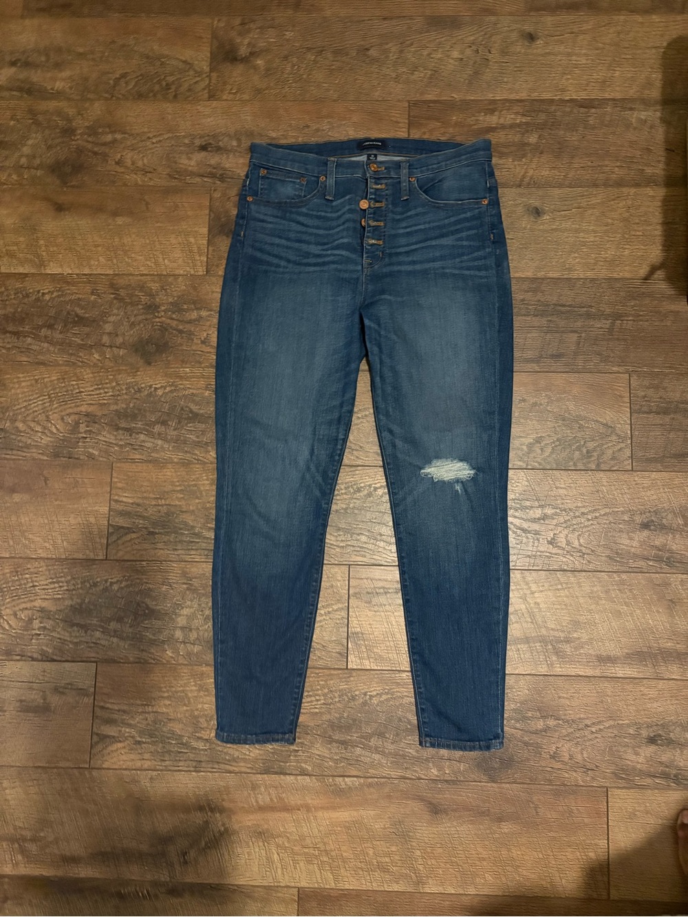 J. Crew High-Rise Button-Fly Distressed Blue Jeans